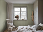Albin wallpaper by Sandberg – stripe design, Light Green – styled in a room setting, view 9