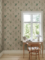 Louise wallpaper by Sandberg – Green colourway, styled in a second room setting