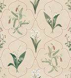 Louise wallpaper by Sandberg – Green colourway, flat pattern repeat