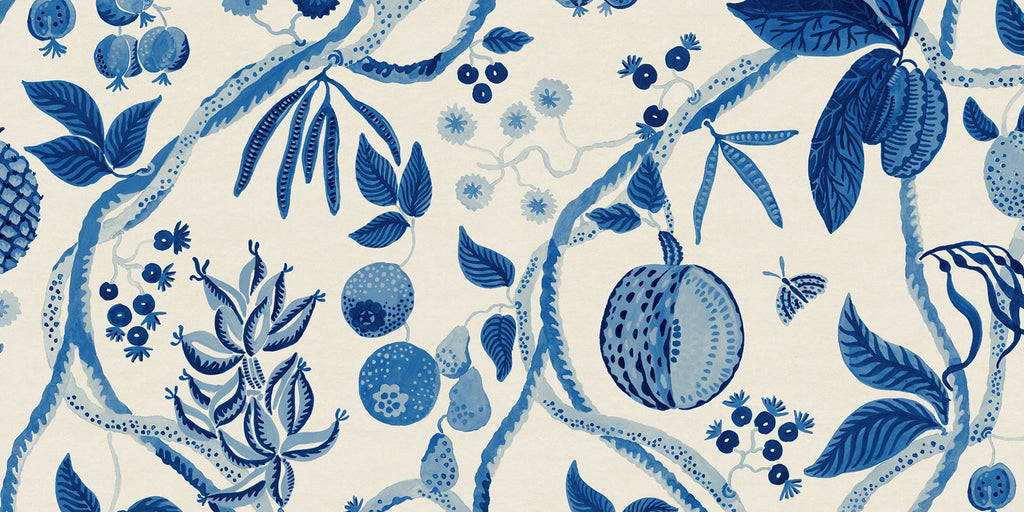 Tree of Life Mural wall mural by Sandberg – Blue colourway, flat pattern repeat