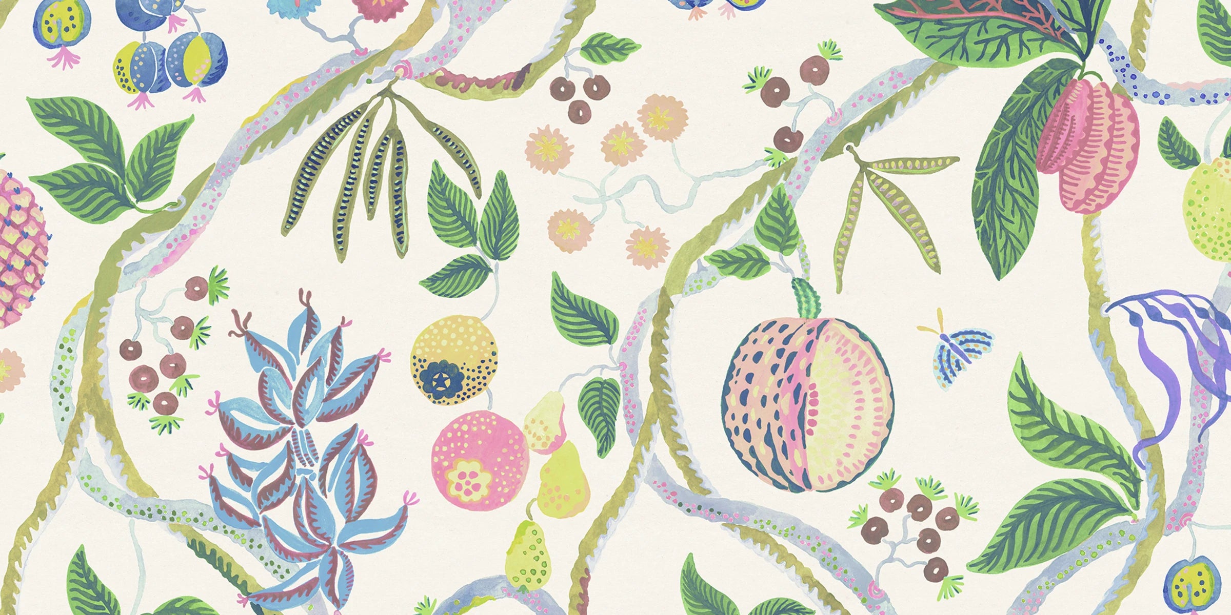 Tree of Life Mural wall mural by Sandberg – Pastel colourway, flat pattern repeat