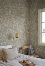 Olof Mural wall mural by Sandberg in Sage Green, styled in a room, view 2