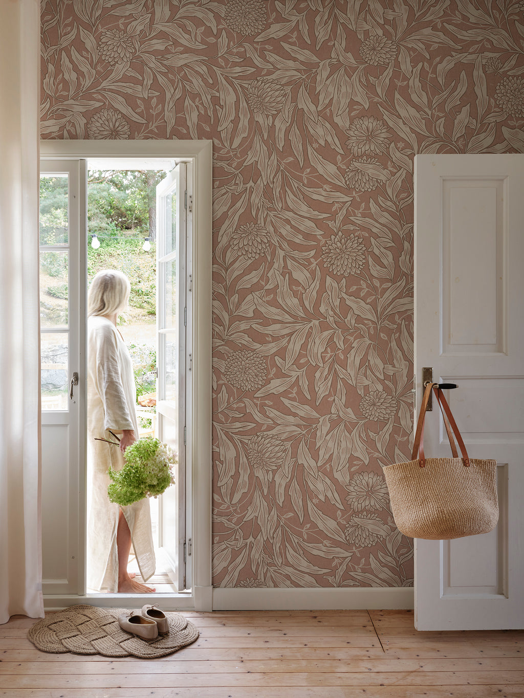 Olof Mural wall mural by Sandberg in Terracotta, styled on an interior wall