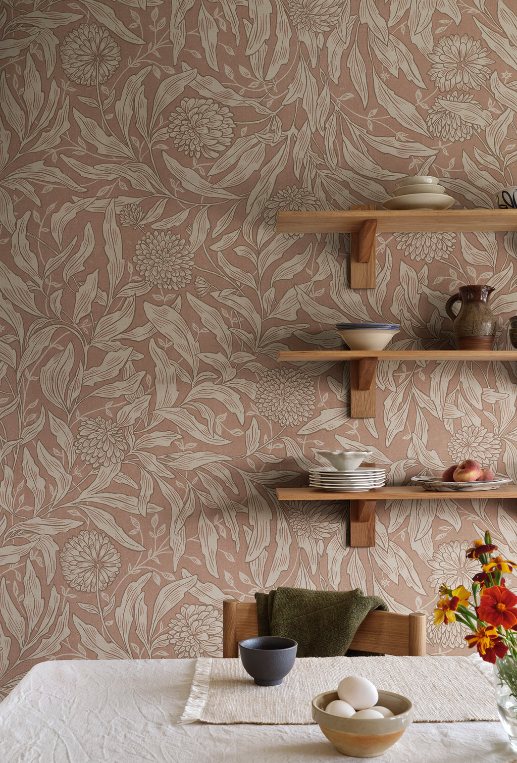 Olof Mural wall mural by Sandberg in Terracotta, styled in a room, view 2