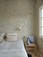 Olof Mural wall mural by Sandberg in Misty Blue, styled in a room, view 2