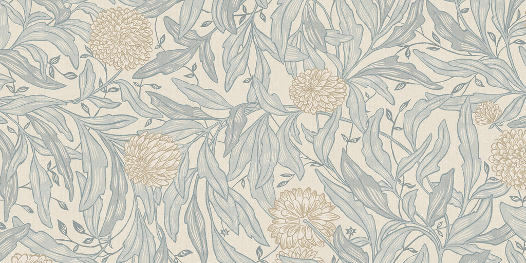 Olof Mural wall mural by Sandberg in Misty Blue, flat swatch showing the repeat