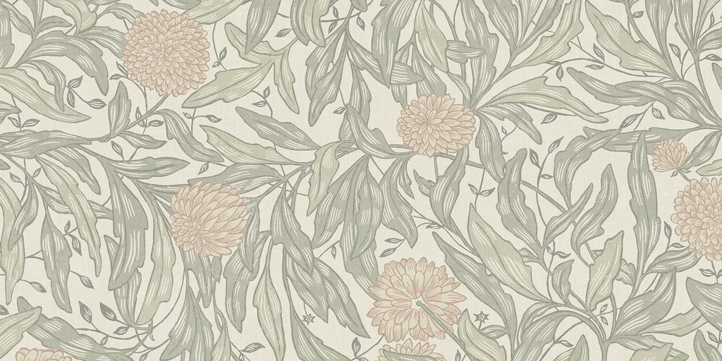 Olof Mural wall mural by Sandberg in Garden Green, flat swatch showing the repeat