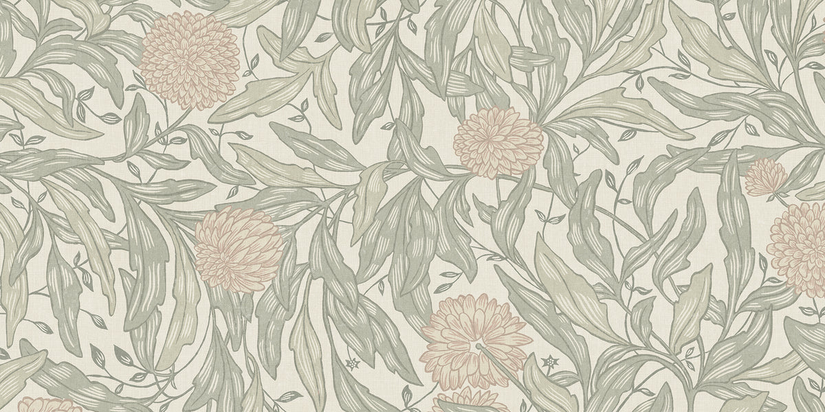 Olof Mural wall mural by Sandberg in Garden Green, flat swatch showing the repeat