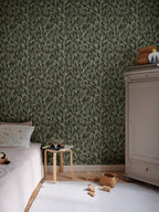 Liljekonvalj wallpaper by Sandberg in Charcoal, styled in a room, view 2
