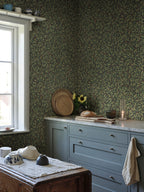 Jonas wallpaper by Sandberg in Charcoal, styled on an interior wall