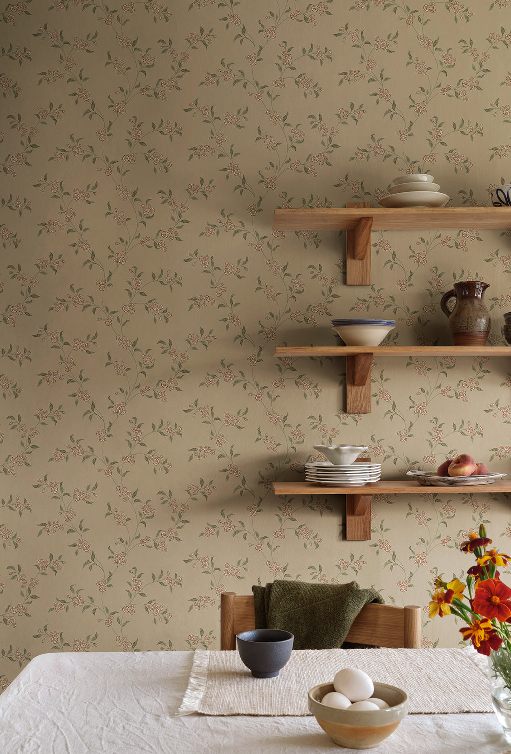 Smilli wallpaper by Sandberg in Clay, styled in a room, view 2