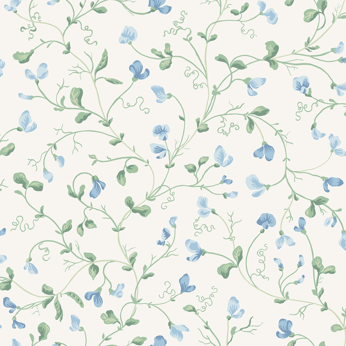 Lucy wallpaper by Sandberg in Sky Blue, flat swatch showing the repeat