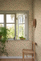 Lucy wallpaper by Sandberg in Oat, styled in a room, view 2