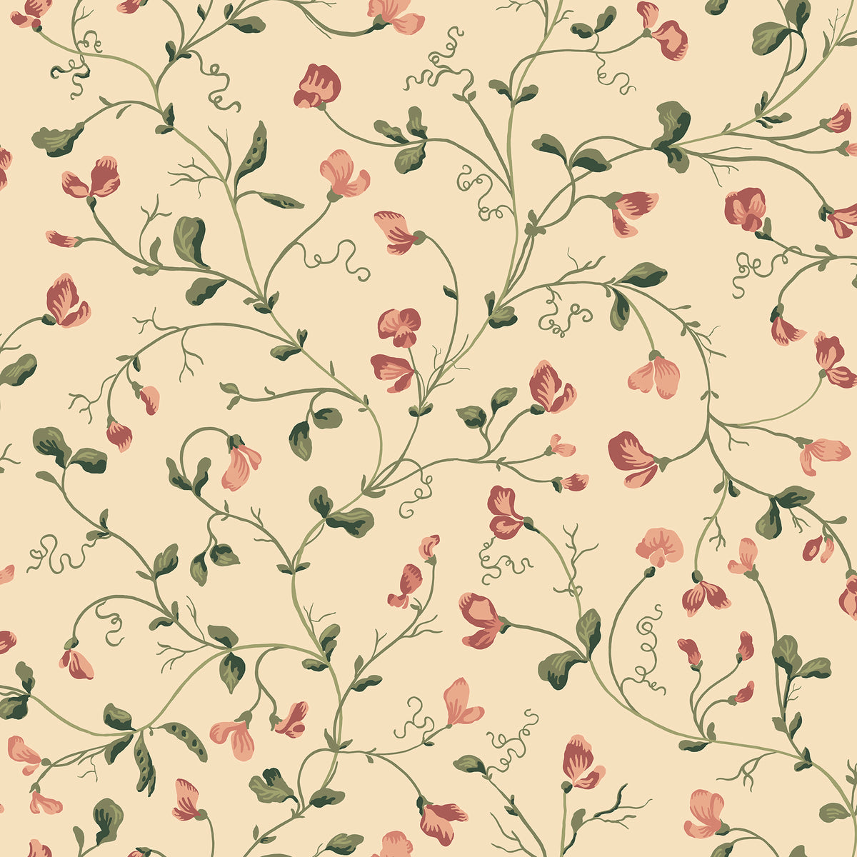 Lucy wallpaper by Sandberg in Oat, flat swatch showing the repeat