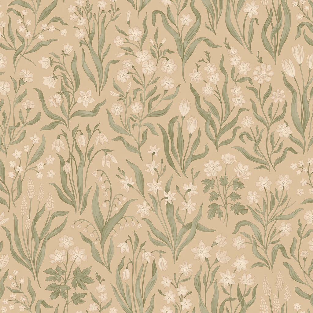 Märta wallpaper by Sandberg in Beige, flat swatch showing the repeat