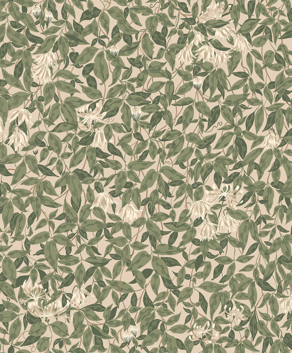 Linnea wallpaper by Sandberg in Forest Green, flat roll swatch