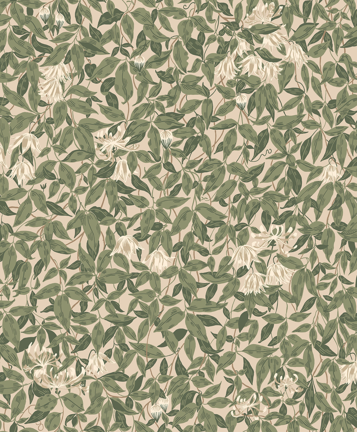 Linnea wallpaper by Sandberg in Forest Green, flat roll swatch