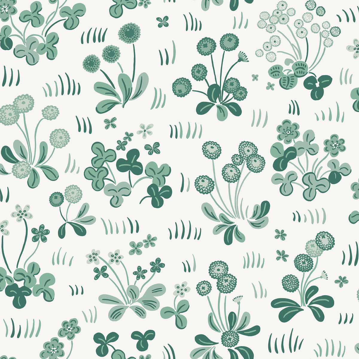 Bellis wallpaper by Sandberg in Emerald, flat swatch showing the repeat