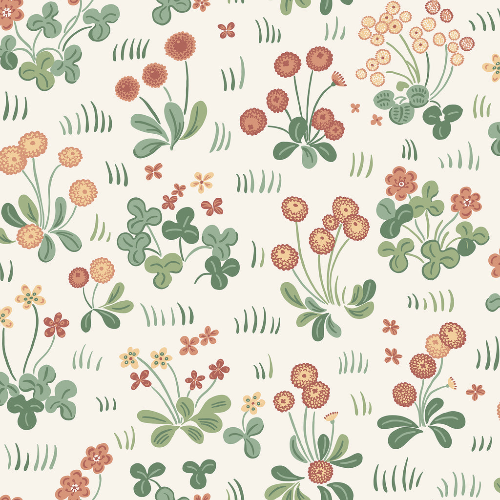 Bellis wallpaper by Sandberg in Red, flat swatch showing the repeat