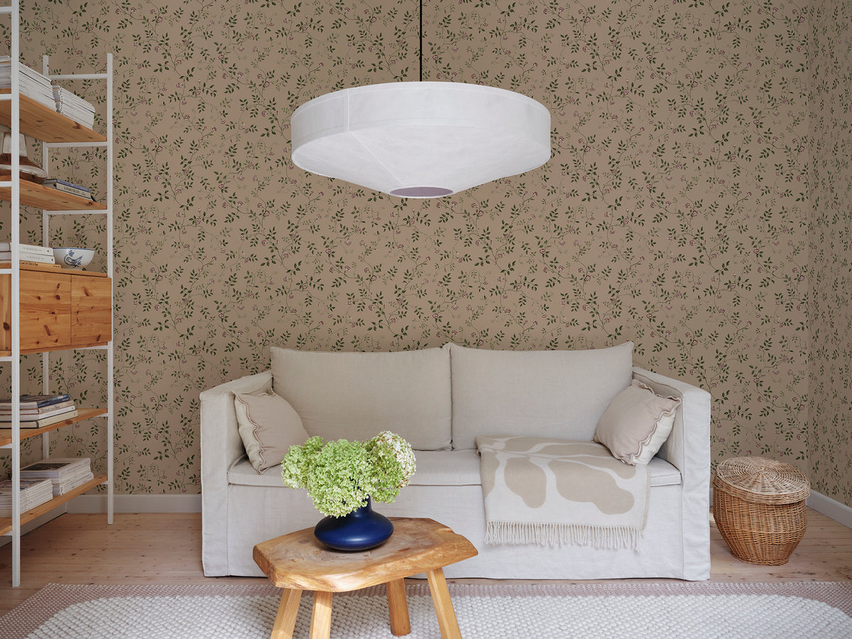 Henny wallpaper by Sandberg in Beige, styled in a room, view 2