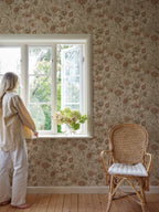 Linda wallpaper by Sandberg in Blush, styled in a room, view 2