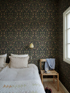 Edda wallpaper by Sandberg in Classic Blue, styled in a room, view 2