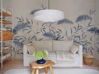 Emmalisa wall mural by Sandberg in Blue, styled on an interior wall