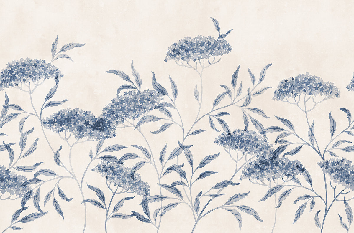 Emmalisa wall mural by Sandberg in Blue, flat swatch showing the repeat
