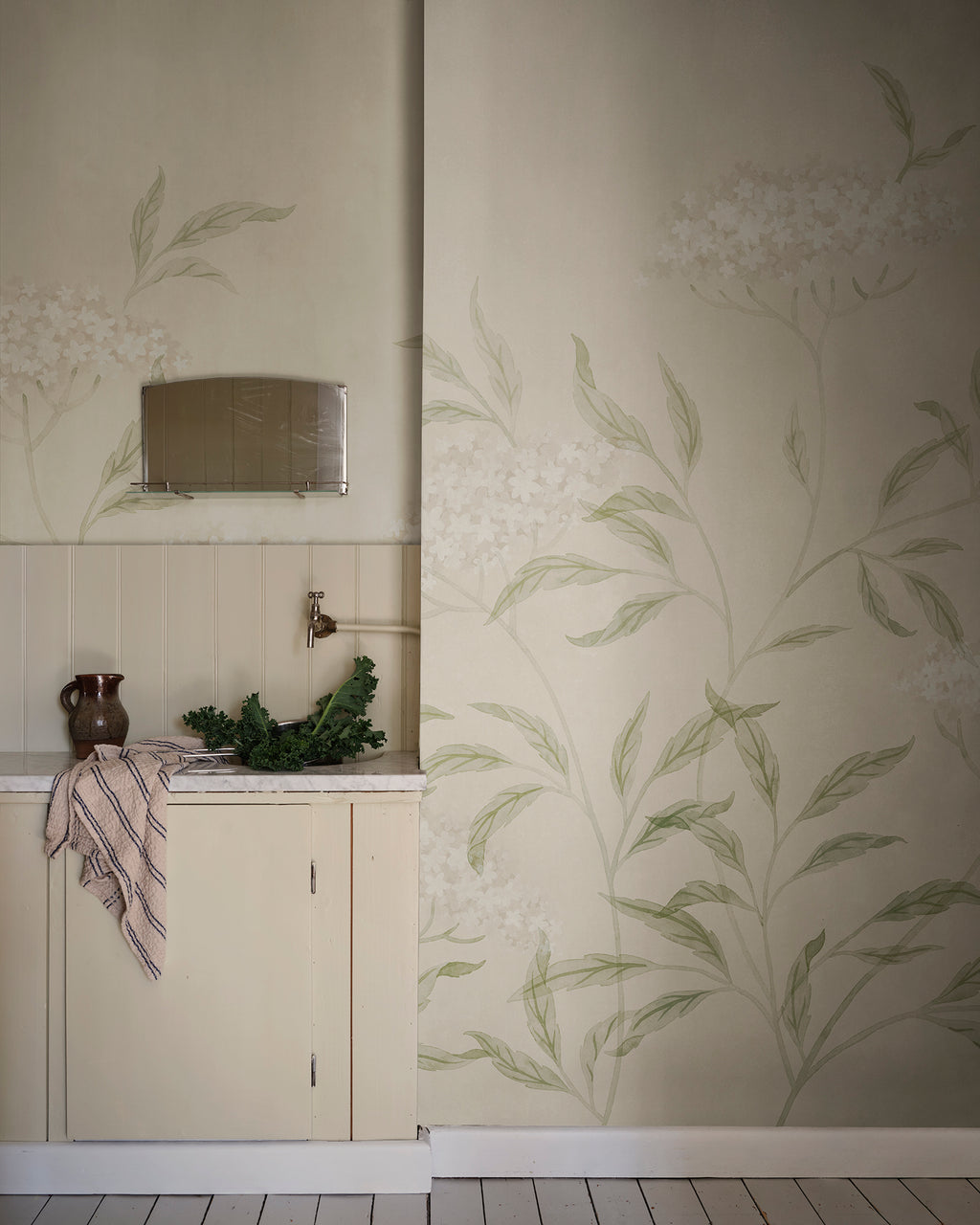 Emmalisa wall mural by Sandberg in Sandstone, styled in a room, view 2