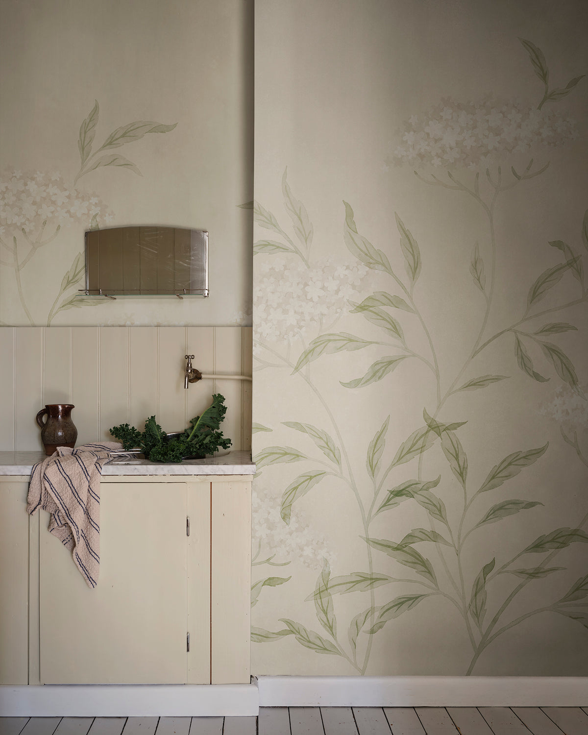 Emmalisa wall mural by Sandberg in Sandstone, styled in a room, view 2
