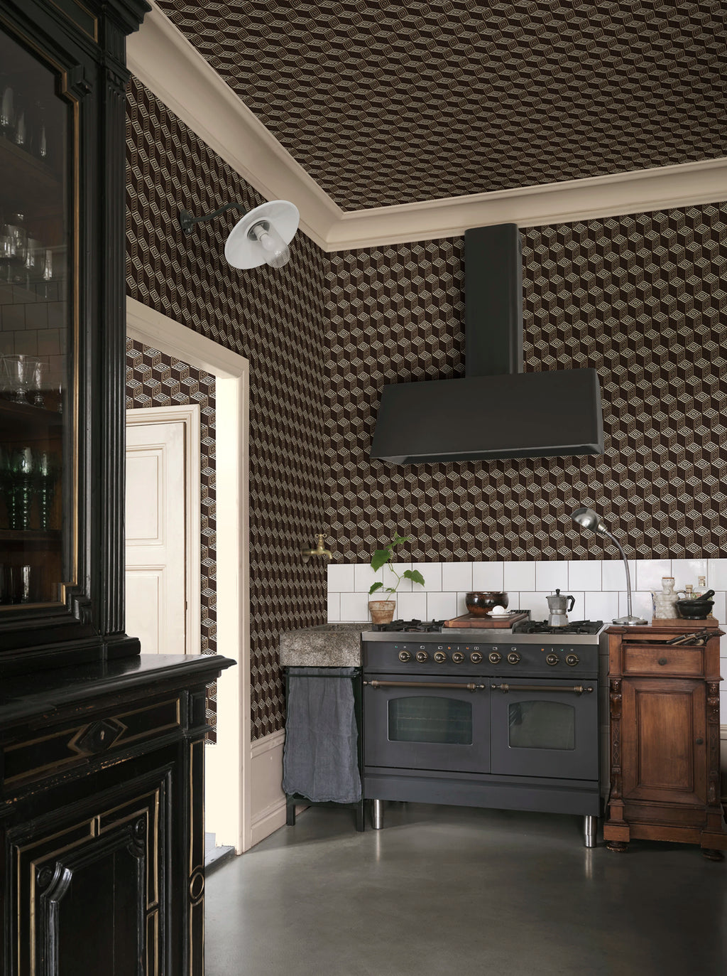 Chiara wallpaper by Sandberg – geometric design, Brown