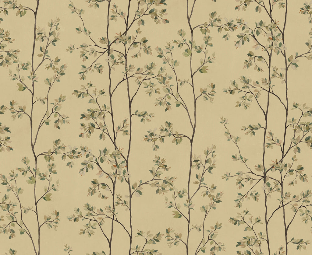 Laura wallpaper by Sandberg – botanical design, Yellow – Honey – flat swatch showing the repeat, view 4