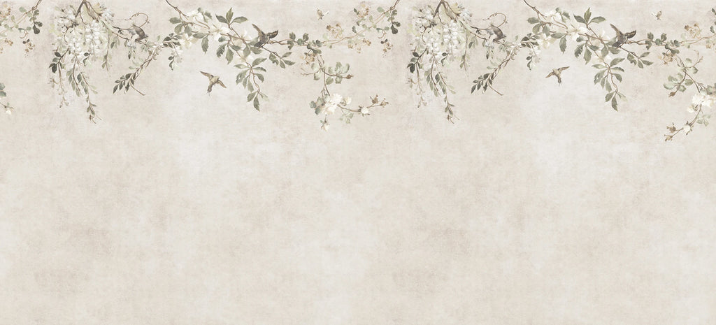 Nico wall mural by Sandberg – botanical design, Beige – Sand – flat swatch showing the repeat, view 3