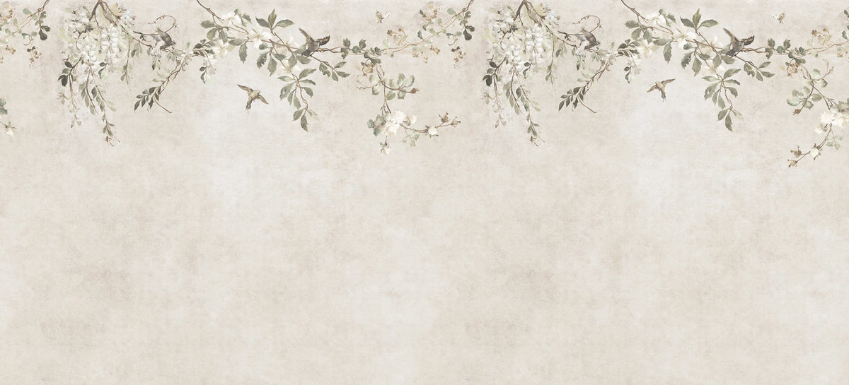 Nico wall mural by Sandberg – botanical design, Beige – Sand – flat swatch showing the repeat, view 3