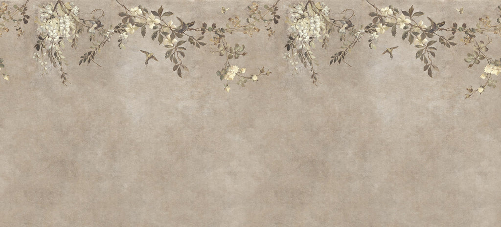 Nico wall mural by Sandberg – botanical design, Beige – flat swatch showing the repeat