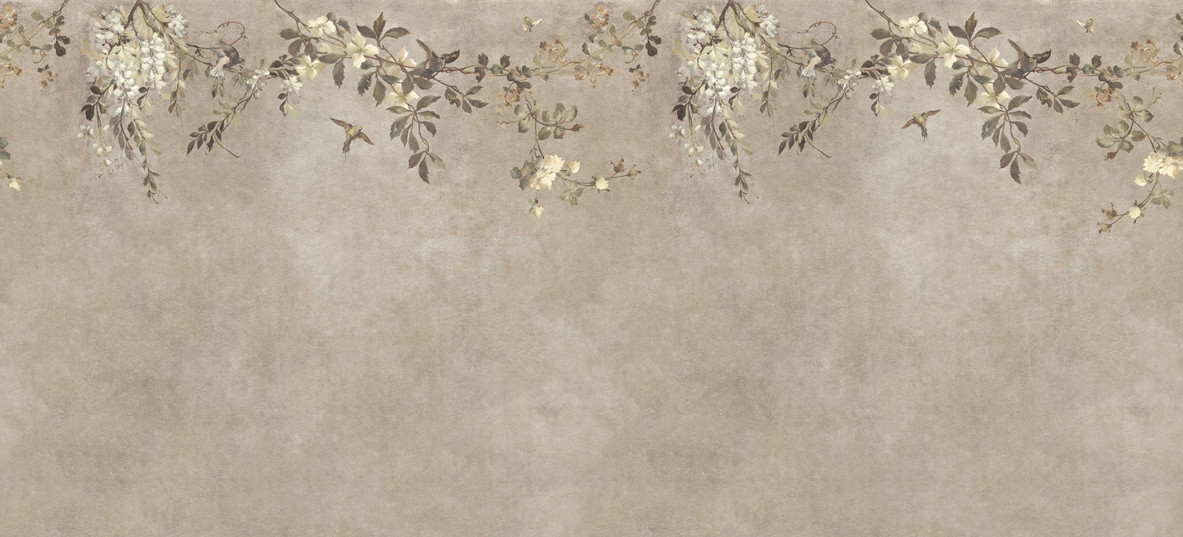 Nico wall mural by Sandberg – botanical design, Beige – flat swatch showing the repeat