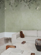 Nico wall mural by Sandberg – botanical design, Sage Green – styled in a room setting, view 5
