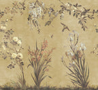 Nicola wall mural by Sandberg – floral design, Yellow – flat swatch showing the repeat, view 4