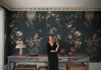 Nicola wall mural by Sandberg – floral design, Blue – Classic Blue – styled in a room setting, view 4