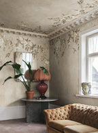 Luca Square wall mural by Sandberg – floral design, Beige – styled in a room setting, view 2