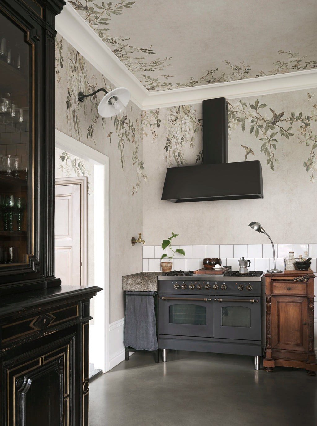 Luca Square wall mural by Sandberg – floral design, Beige – Sand – styled in a room setting, view 6