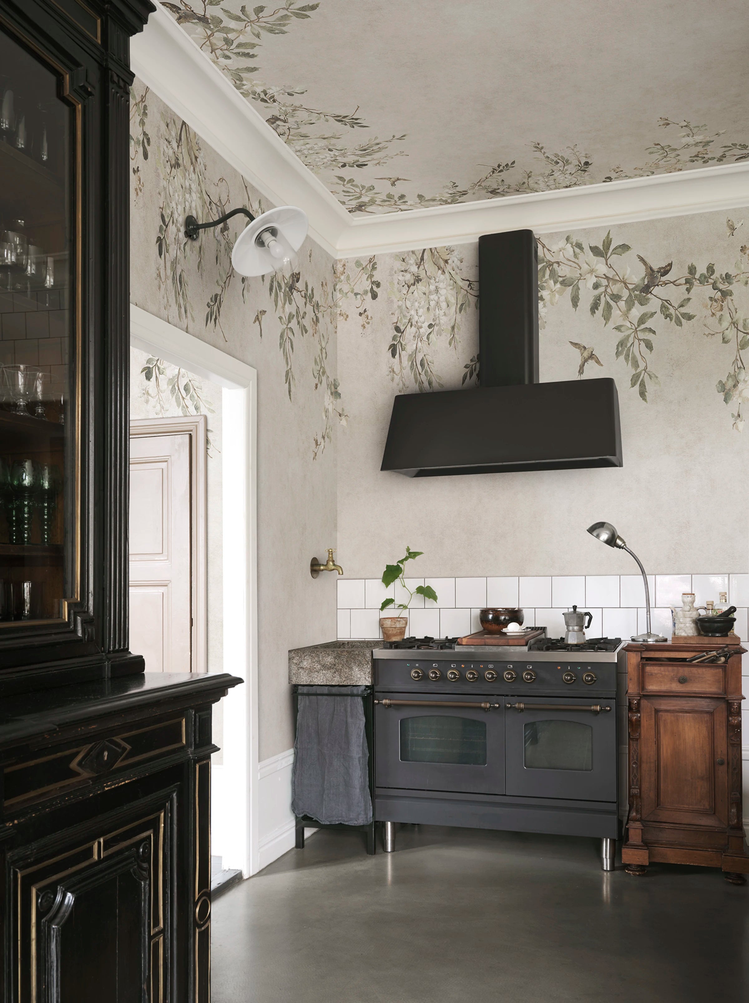 Luca Square wall mural by Sandberg – floral design, Beige – Sand – styled in a room setting, view 6