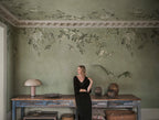 Luca Rectangle wall mural by Sandberg – floral design, Sage Green – styled in a room setting, view 3