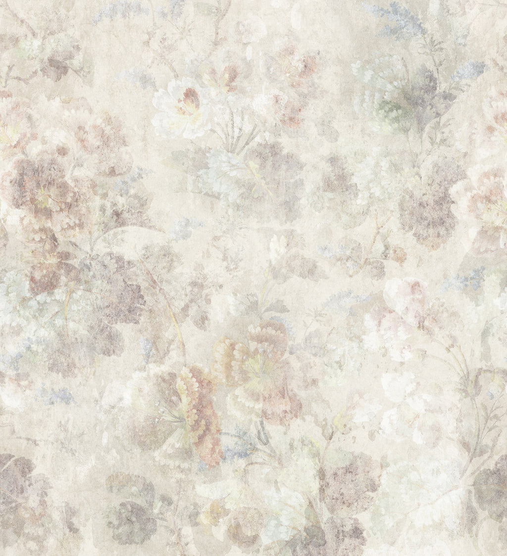 Ines wallpaper by Sandberg – floral design, Beige – Sand – flat swatch showing the repeat, view 4