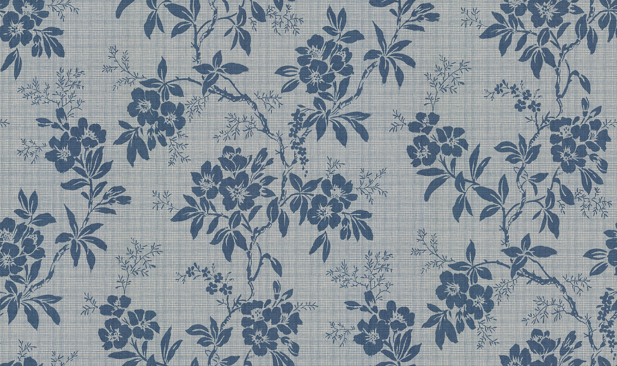 Vera wallpaper by Sandberg – floral design, Blue – flat swatch showing the repeat, view 2