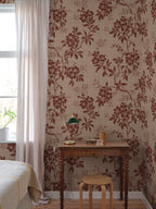 Vera wallpaper by Sandberg – floral design, Red – Burgundy