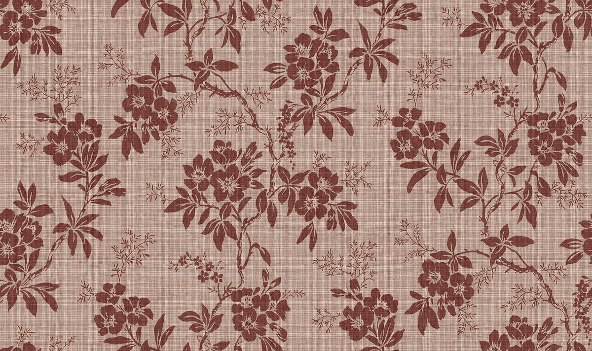 Vera wallpaper by Sandberg – floral design, Red – Burgundy – flat swatch showing the repeat, view 3