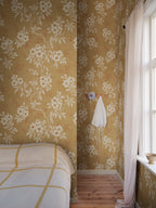 Vera wallpaper by Sandberg – floral design, Yellow