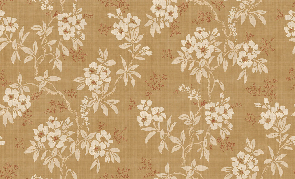Vera wallpaper by Sandberg – floral design, Yellow – flat swatch showing the repeat, view 4