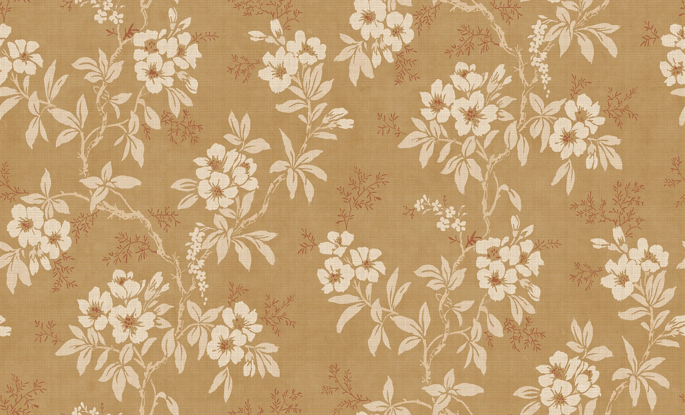 Vera wallpaper by Sandberg – floral design, Yellow – flat swatch showing the repeat, view 4